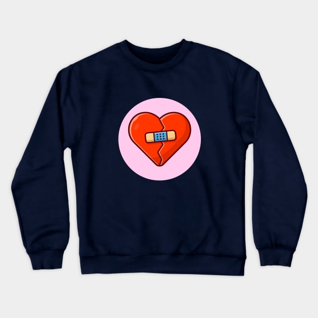 Broken Heart With Injury Tape Plaster Cartoon Vector Icon Illustration (2) Crewneck Sweatshirt by Catalyst Labs